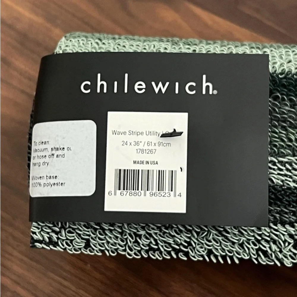 Chilewich Shag Indoor/Outdoor Mat, 2' x 3' Wave Stripe Green